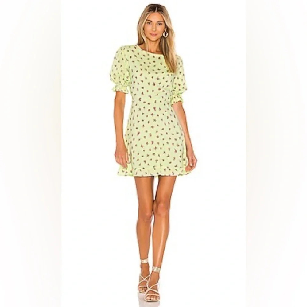 Faithfull the Brand Florence Mini Dress Constance Floral Print Marigold US 4 S